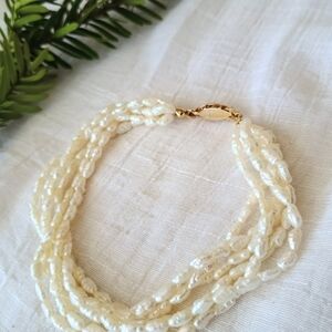 🐚 MERMAID CORE 🐚 VTG multi-strand genuine rice pearl bracelet, coastal grand
